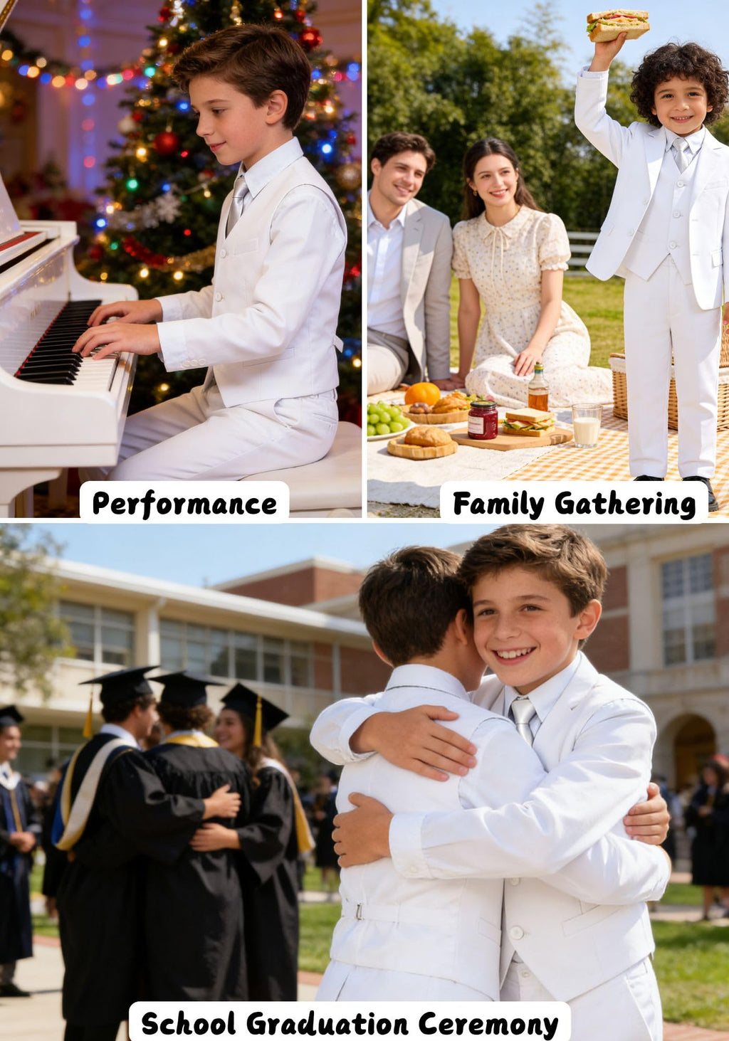White Suit for Boys Graduation Suits for Kids Outfit Communion Size 3T