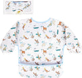 Long Sleeve Baby Bib For Eating Feeding Mess Proof Waterproof Food Smock Bibs With Pocket For Newborn Boy Girl