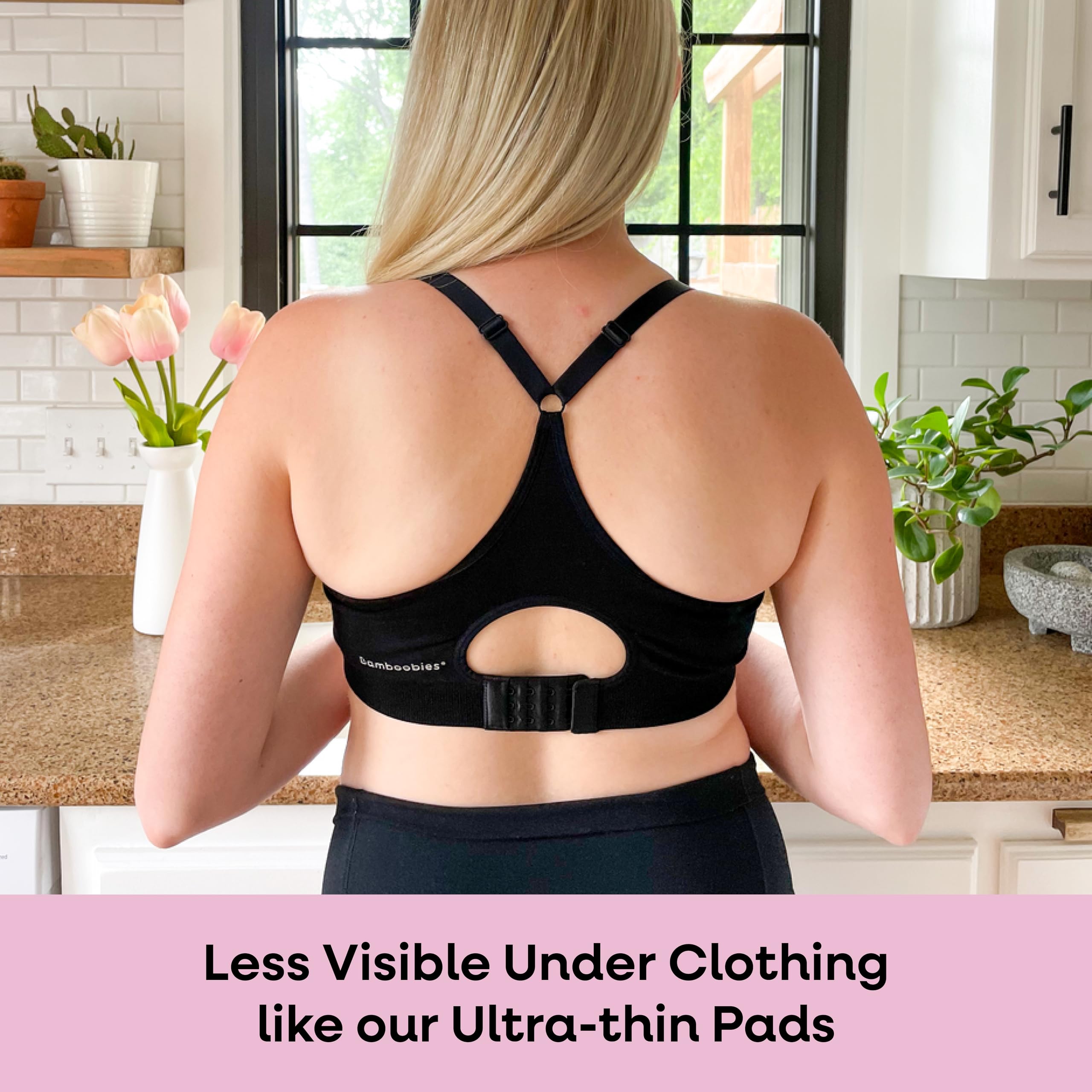 Bamboobies Yoga Nursing Bra for Breastfeeding, Drop Cups, Black, Small