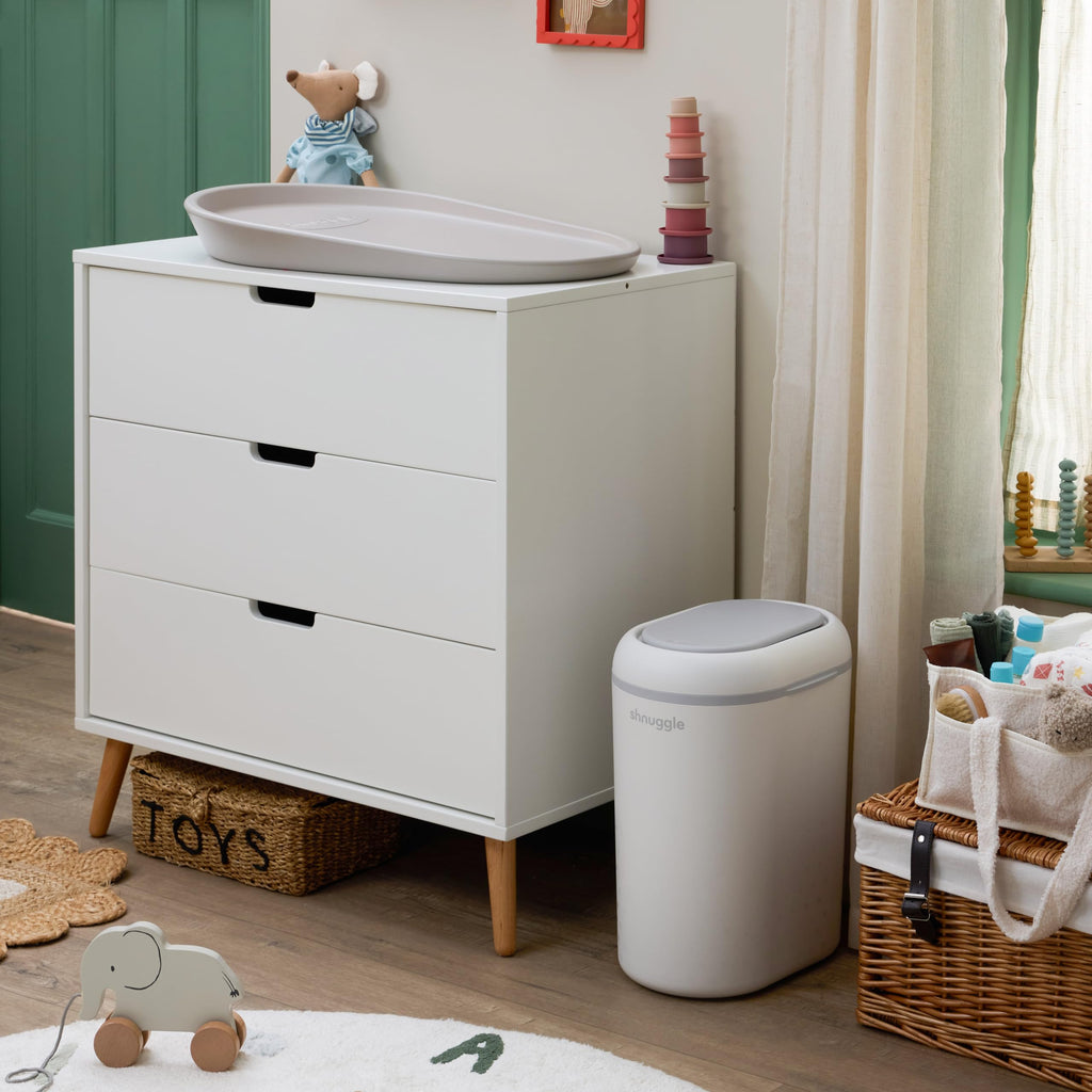 Eco-Touch Baby Nappy Diaper Bin - Odor Lock Airlock, No Costly Refills, 10L Capacity, Recyclable, Use Any Bag - White Nursery Diaper Pail