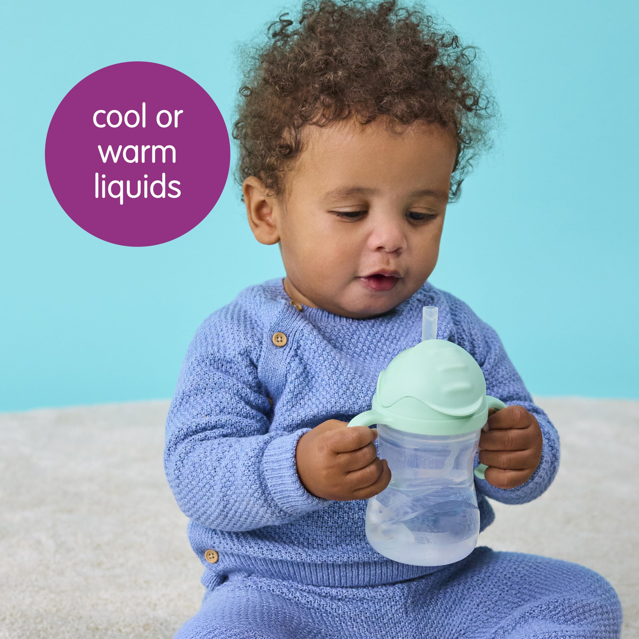 b.box Sippy Cup with Weighted Straw, Toddler Straw Cup, Spill Proof, 8oz
