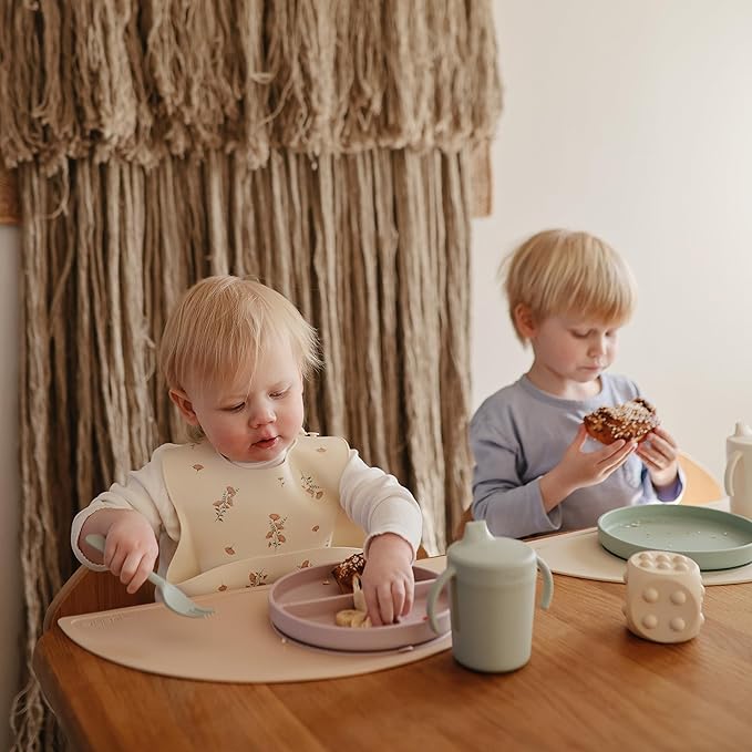 mushie Classic Silicone Suction Plate | BPA-Free Non-Slip Design (Cloudy Mauve)