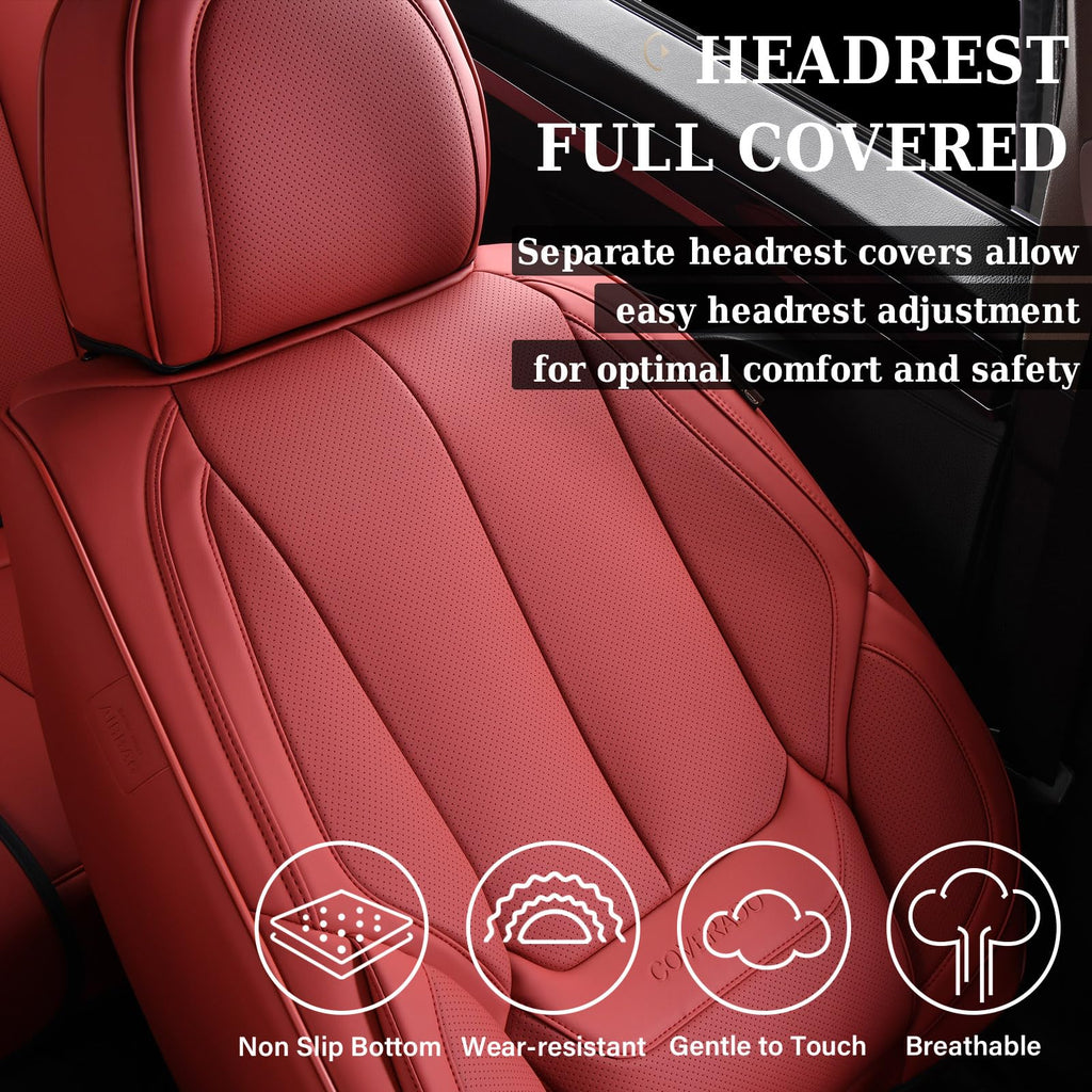Coverado Car Seat Covers, Seat Covers for Cars, Waterproof Leather Auto Seat Protectors, Leather Car Seat Cushion, Car Interiors Accessories Universal Fit for Most Cars