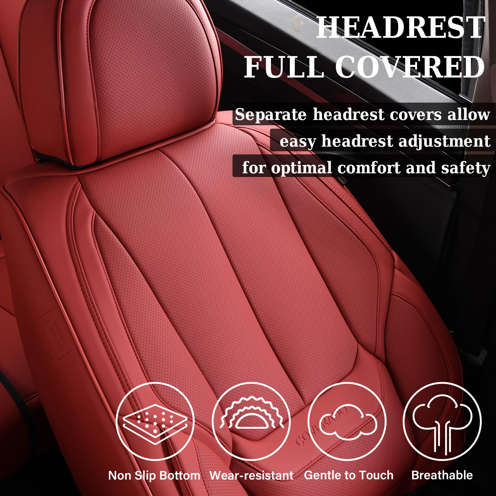 Coverado Car Seat Covers, Seat Covers for Cars, Waterproof Leather Auto Seat Protectors, Leather Car Seat Cushion, Car Interiors Accessories Universal Fit for Most Cars