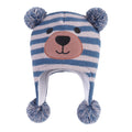 LANGZHEN Toddler Kids Infant Winter Hat,Earflap Knit Warm Cap Fleece Lined Beanie for Baby Boys Girls (Bear-Blue+Grey, 12-24 Months)