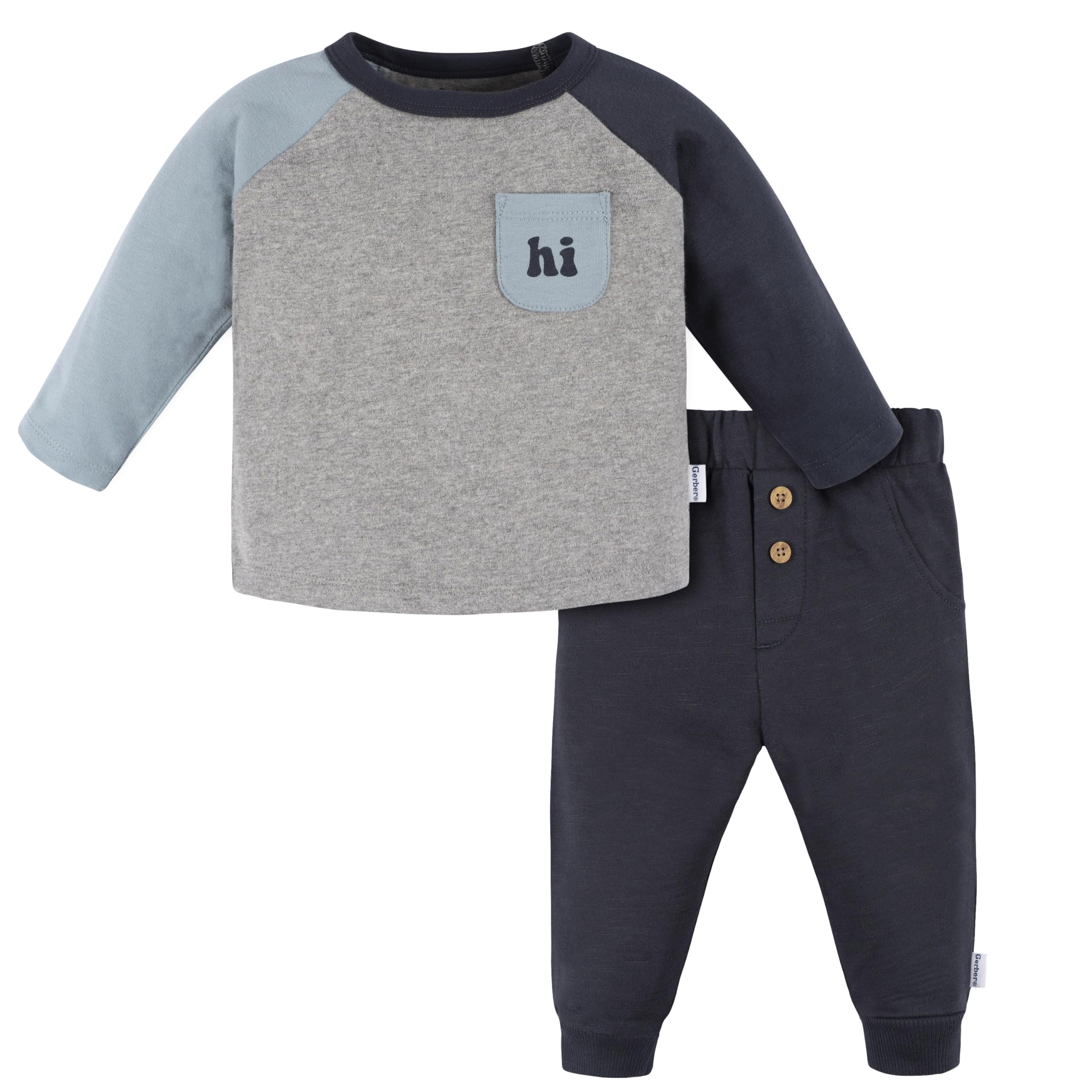 Gerber Baby Boys' Jogger Set, Happy, 0-3 Months