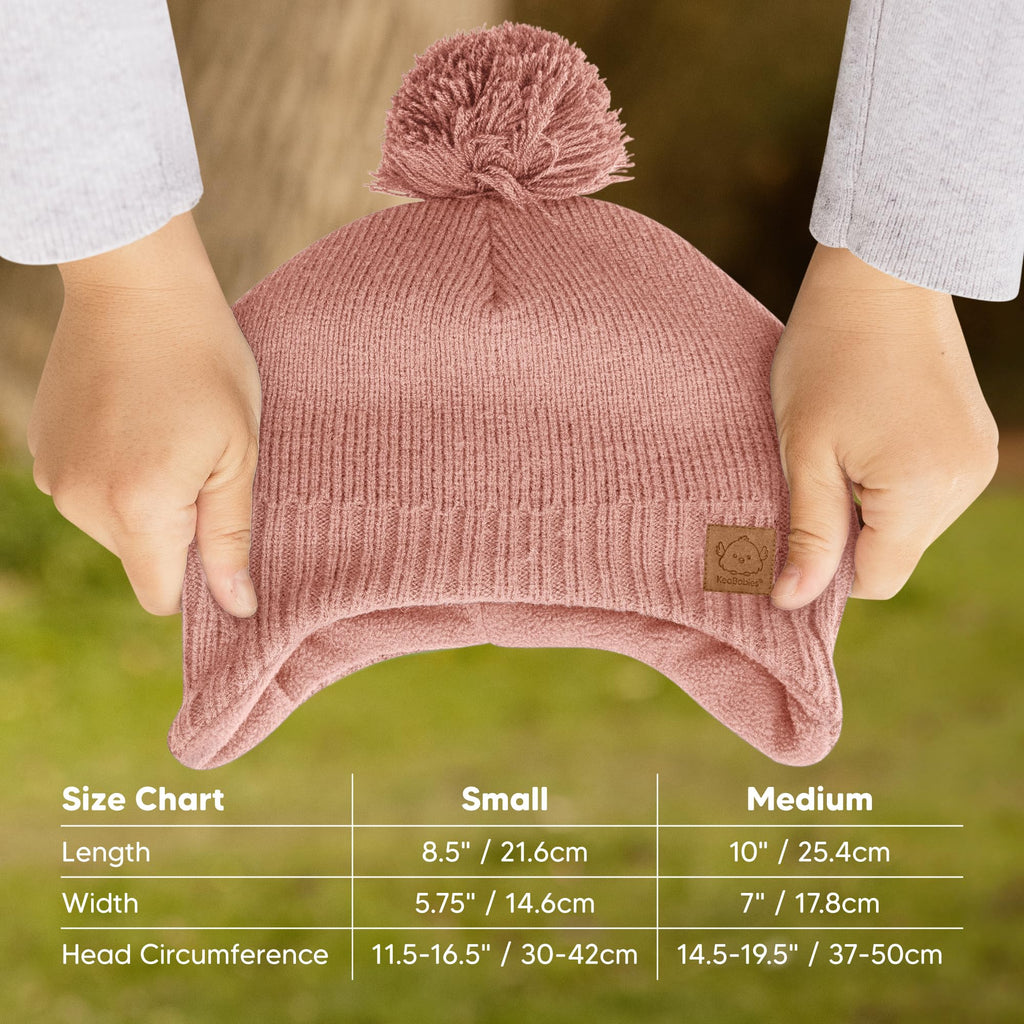 KeaBabies Baby Beanies, Winter Baby Hats for Boys, Girls (Tea Rose, 6-36M)