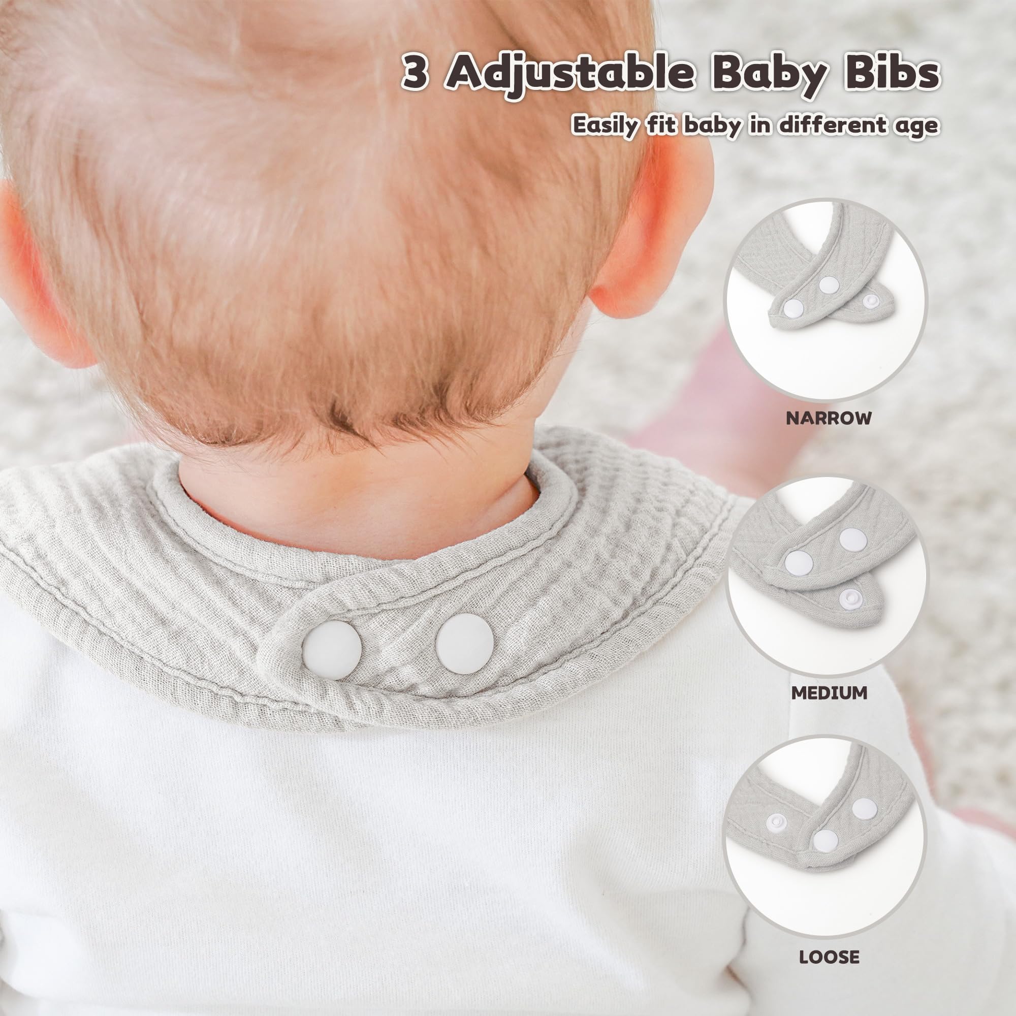 Susurration Muslin Baby Bibs 6 Pack Bandana Drool Bibs,Soft Square Adjustable Baby Drooling Bibs for Unisex Girls & Boys(Blue)