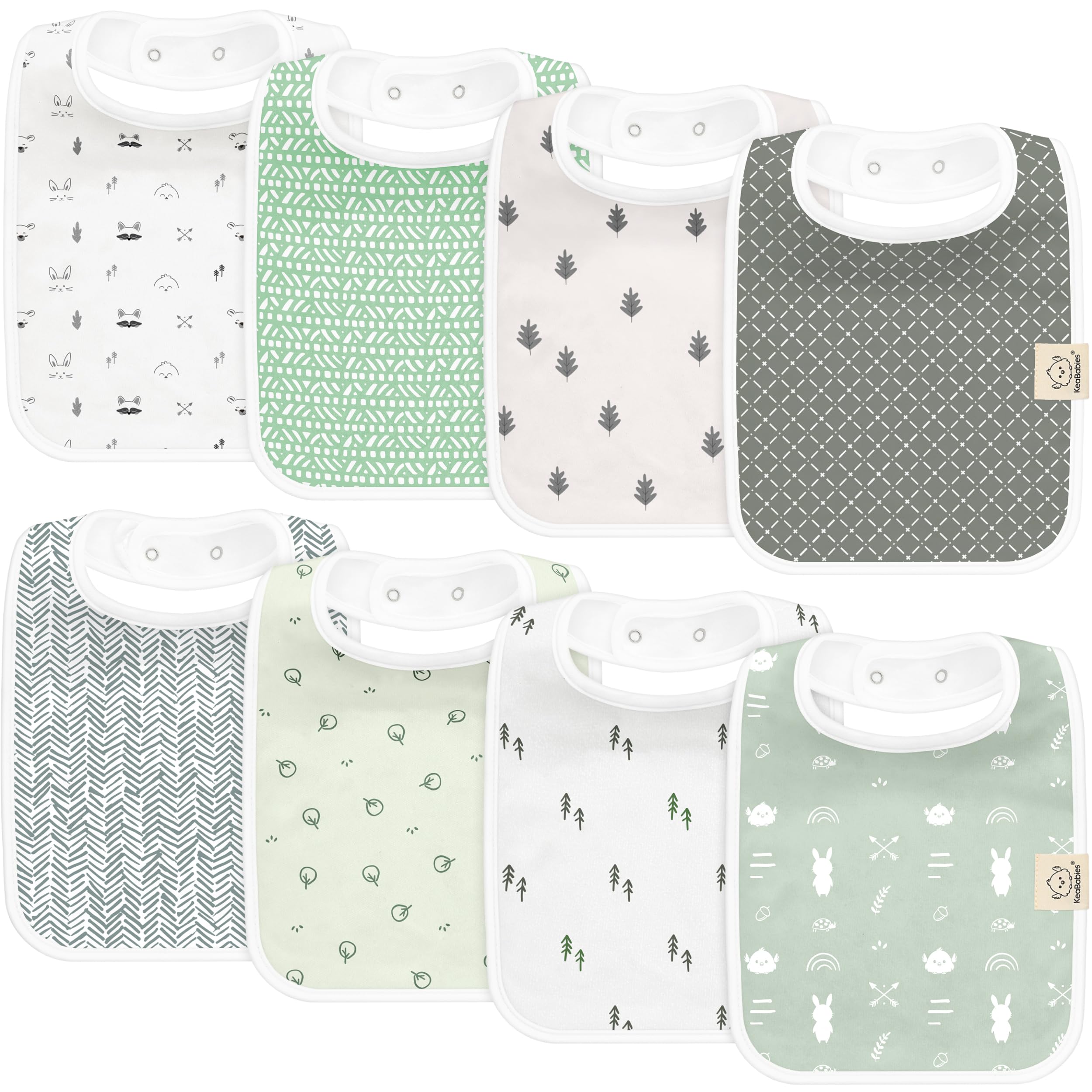 KeaBabies 8-Pack Organic Baby Bibs for Boys, Girls Drool Bibs (Nordic)