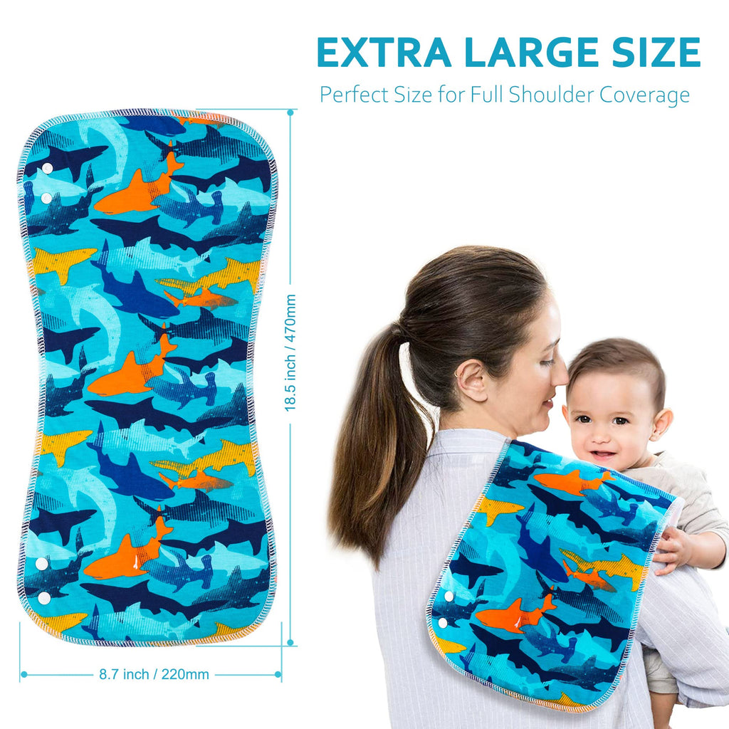 Benoxine 2-in-1 Burp Cloths and Baby Bibs - 6 Pack Large Super Absorbent Soft Cotton Burping Cloths for Spit Up, 3 Layers Thick Baby Burp Rags for Girls & Boys