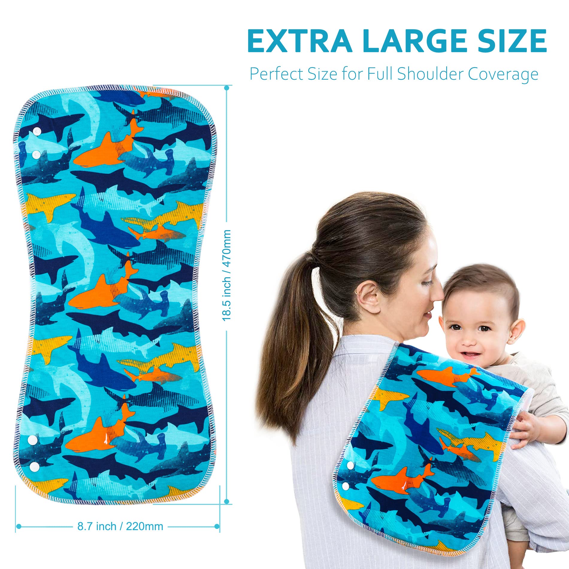 Benoxine 2-in-1 Burp Cloths and Baby Bibs - 6 Pack Large Super Absorbent Soft Cotton Burping Cloths for Spit Up, 3 Layers Thick Baby Burp Rags for Girls & Boys