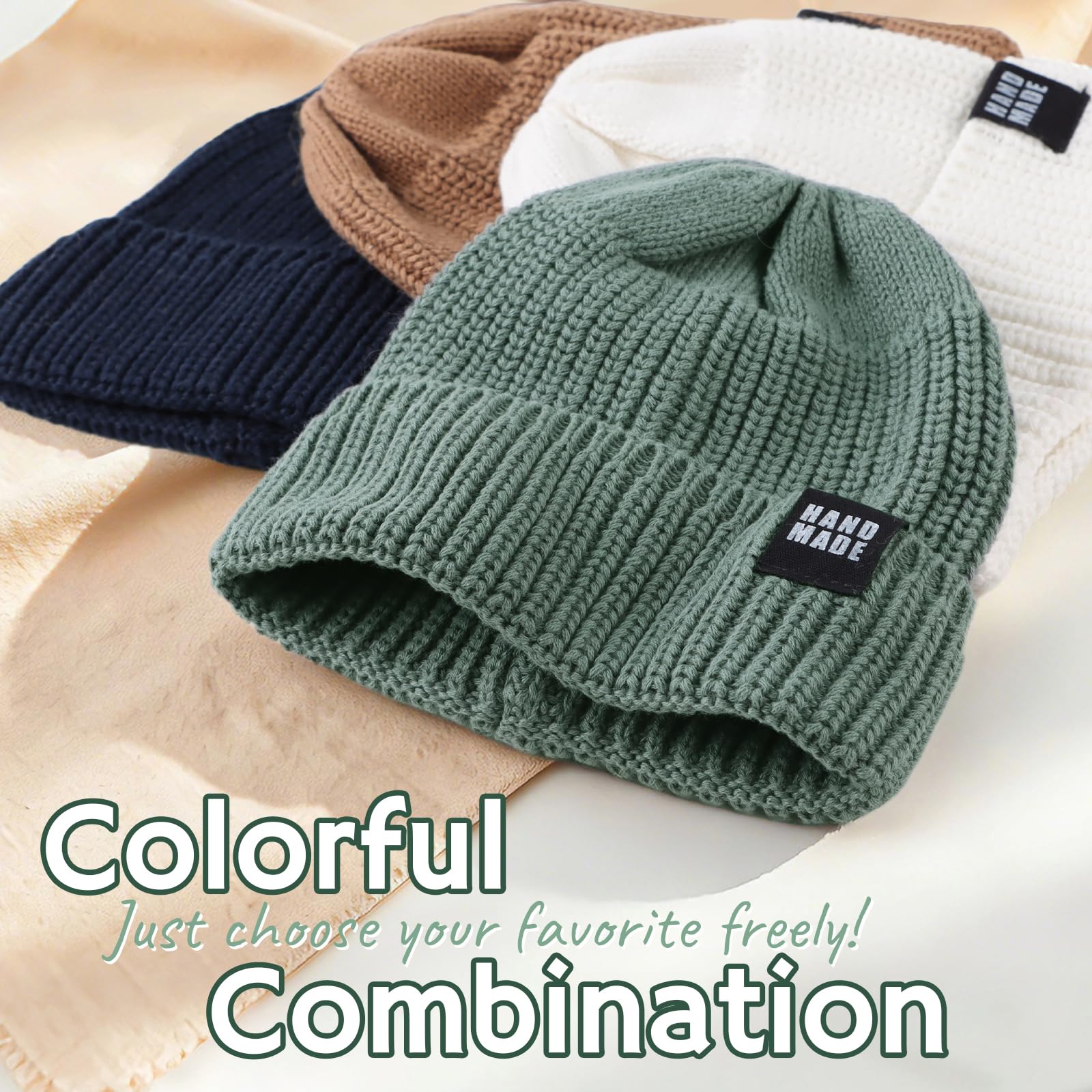 JANGANNSA Simple Knitted Baby Beanie Hip-Hop Boys Winter Hat Toddler Kids Bonnet for Girl 0-5Y (4PACK-B, L)