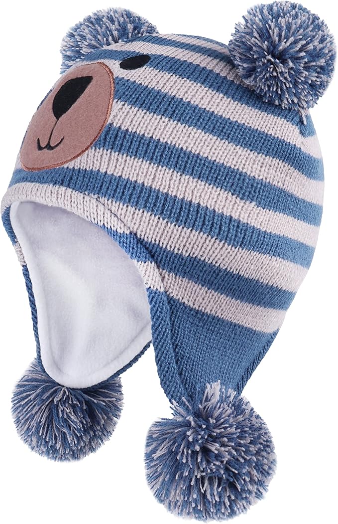 LANGZHEN Toddler Kids Infant Winter Hat,Earflap Knit Warm Cap Fleece Lined Beanie for Baby Boys Girls