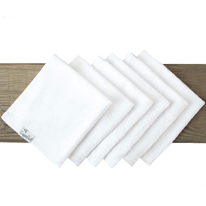 Copper Pearl 6 Ultra Soft Baby Bath Washcloths Premium Large Soft Dove (White) 11" x 11" Towels