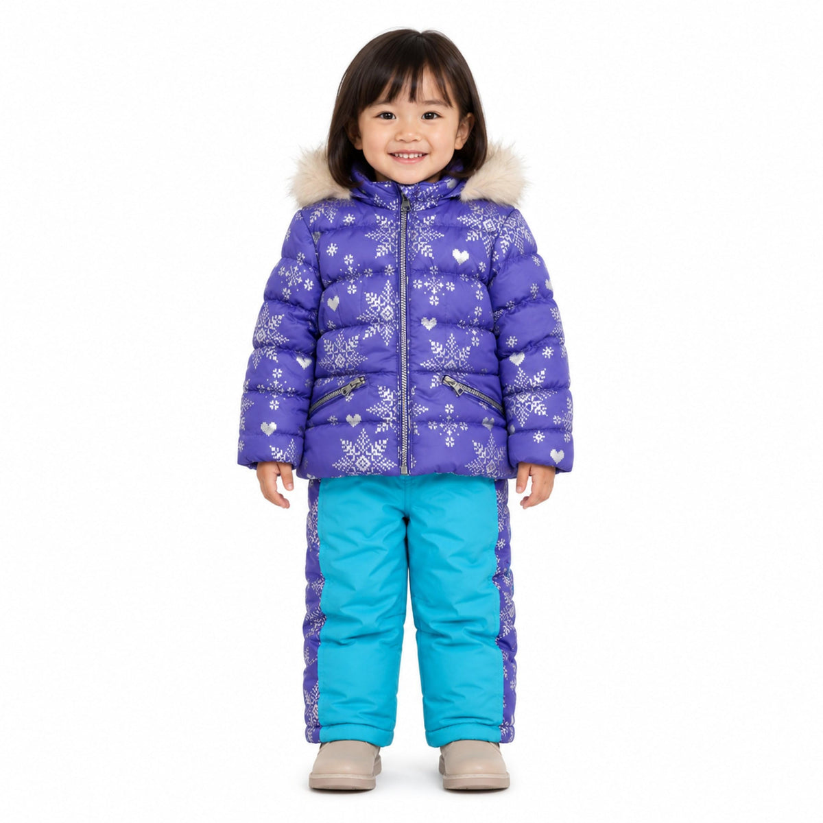 Arctic Quest Girls' Jacket and Snow Bib, Rose Violet (QJX0297C), 2T
