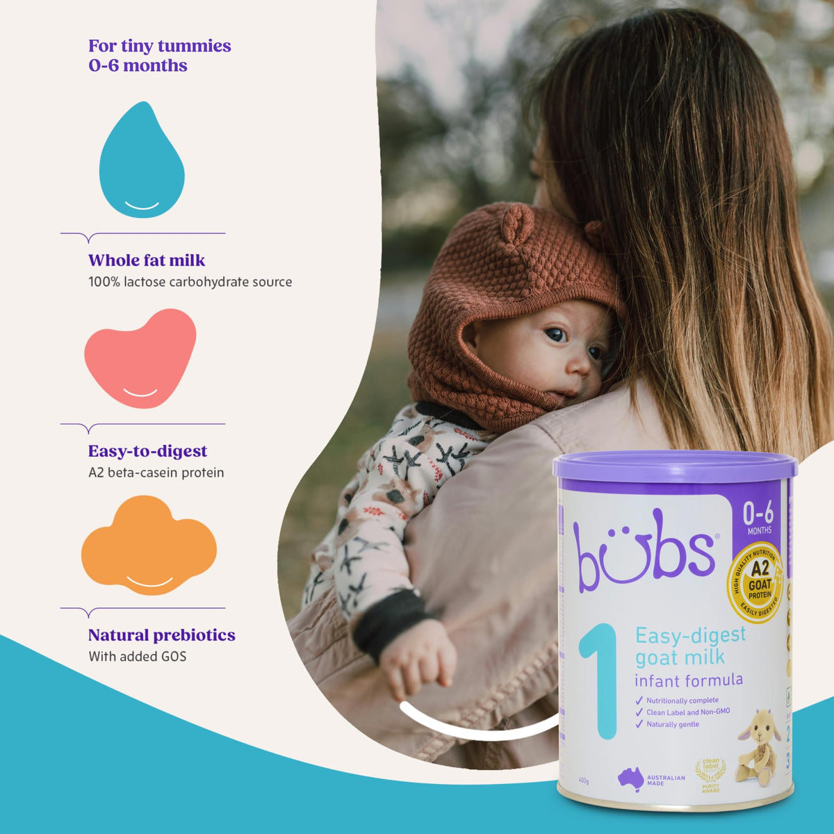 Bubs Goat Milk Infant Formula Stage 2, Infants 6-12 months, Made with Fresh Goat Milk, 14.1 oz