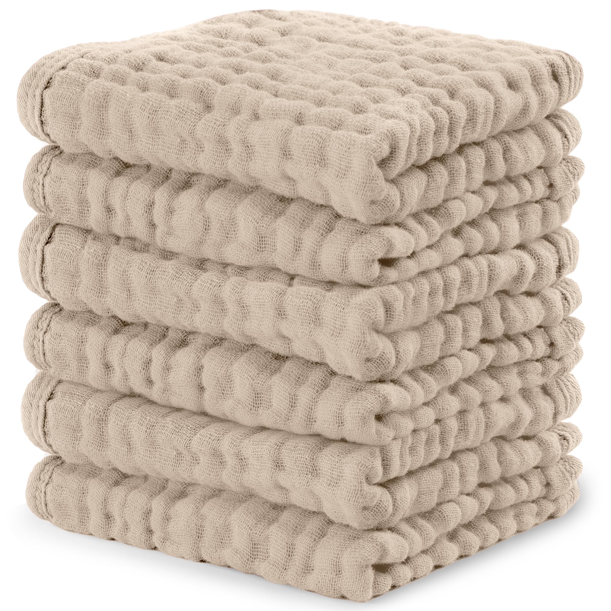 Comfy Cubs Muslin Baby Washcloths 10"x10" 6 Pk - Sand