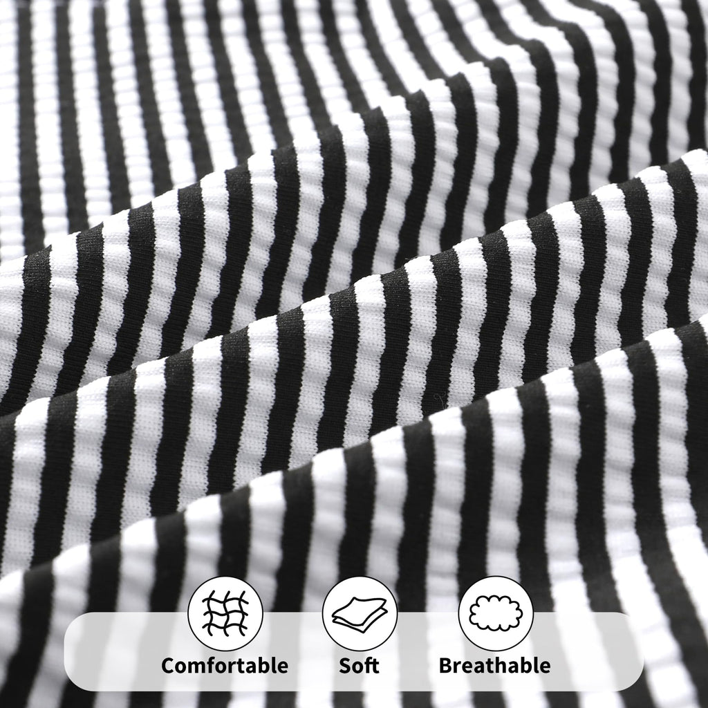 Happy Town Toddler Swimsuit Girl Solid Color Stripe One-Piece Baby Bathing Suits (Black Stripe, 4-5 Years)