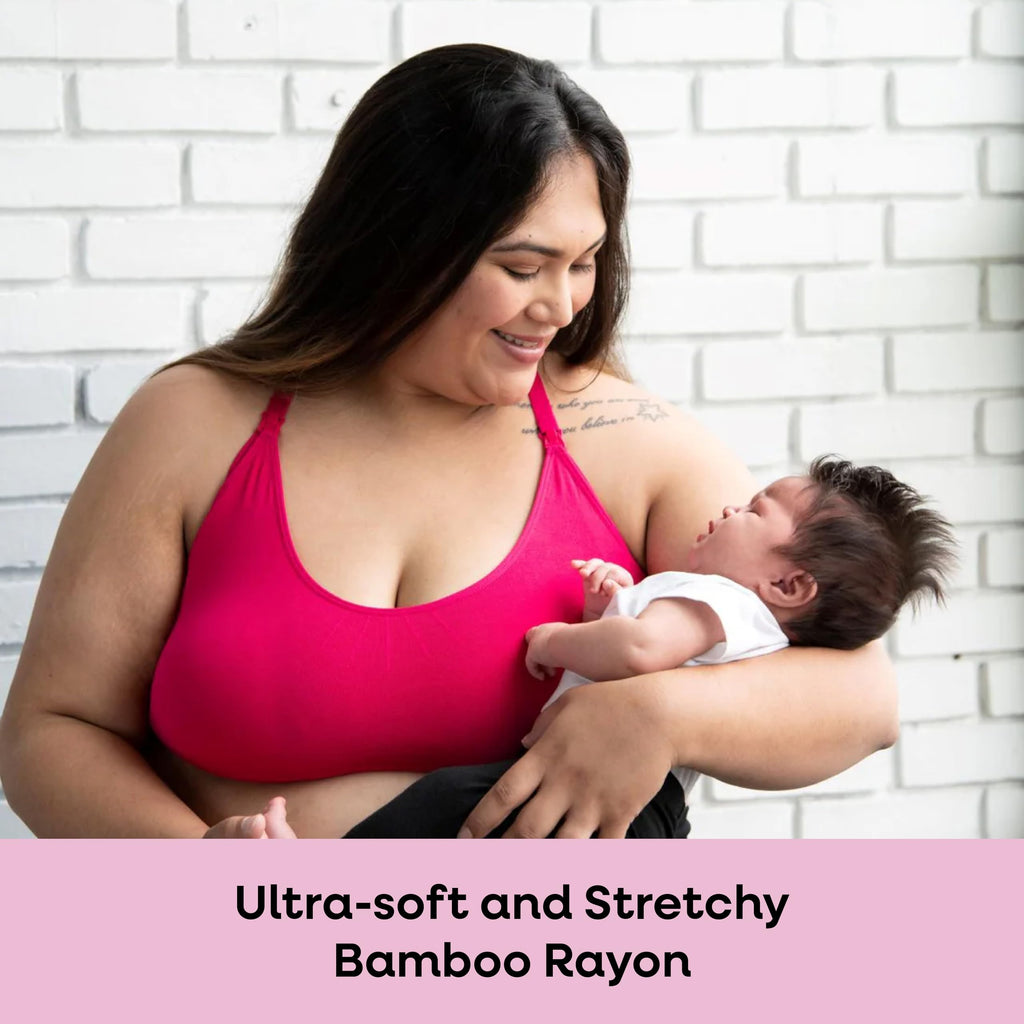 Bamboobies Yoga Nursing Bra for Breastfeeding, Drop Cups, Black, Small