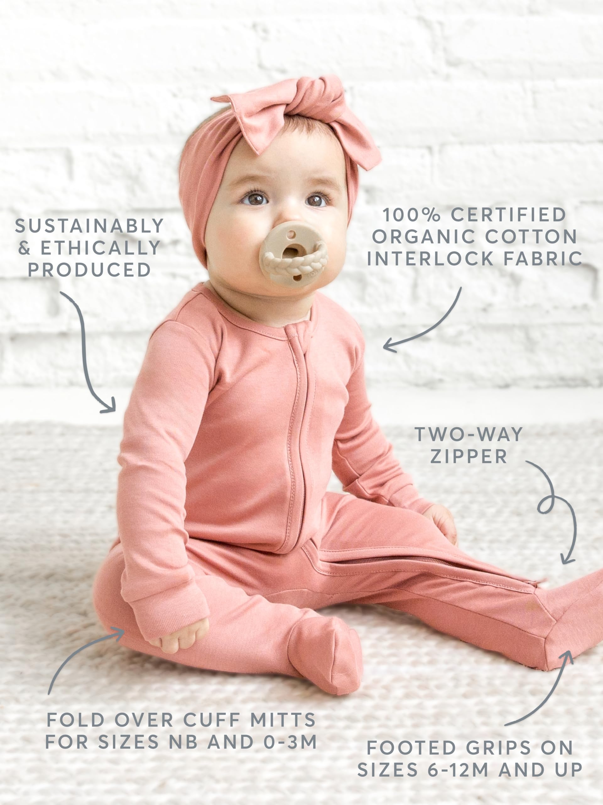 Colored Organics KENDI Organic Cotton Zip Sleeper - Mist 3-6M