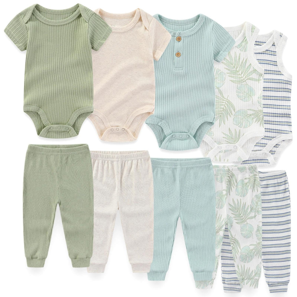 JELYLOVE 10 Pack Baby Boy Girl Bodysuits And Pants Sets New Born Outfits