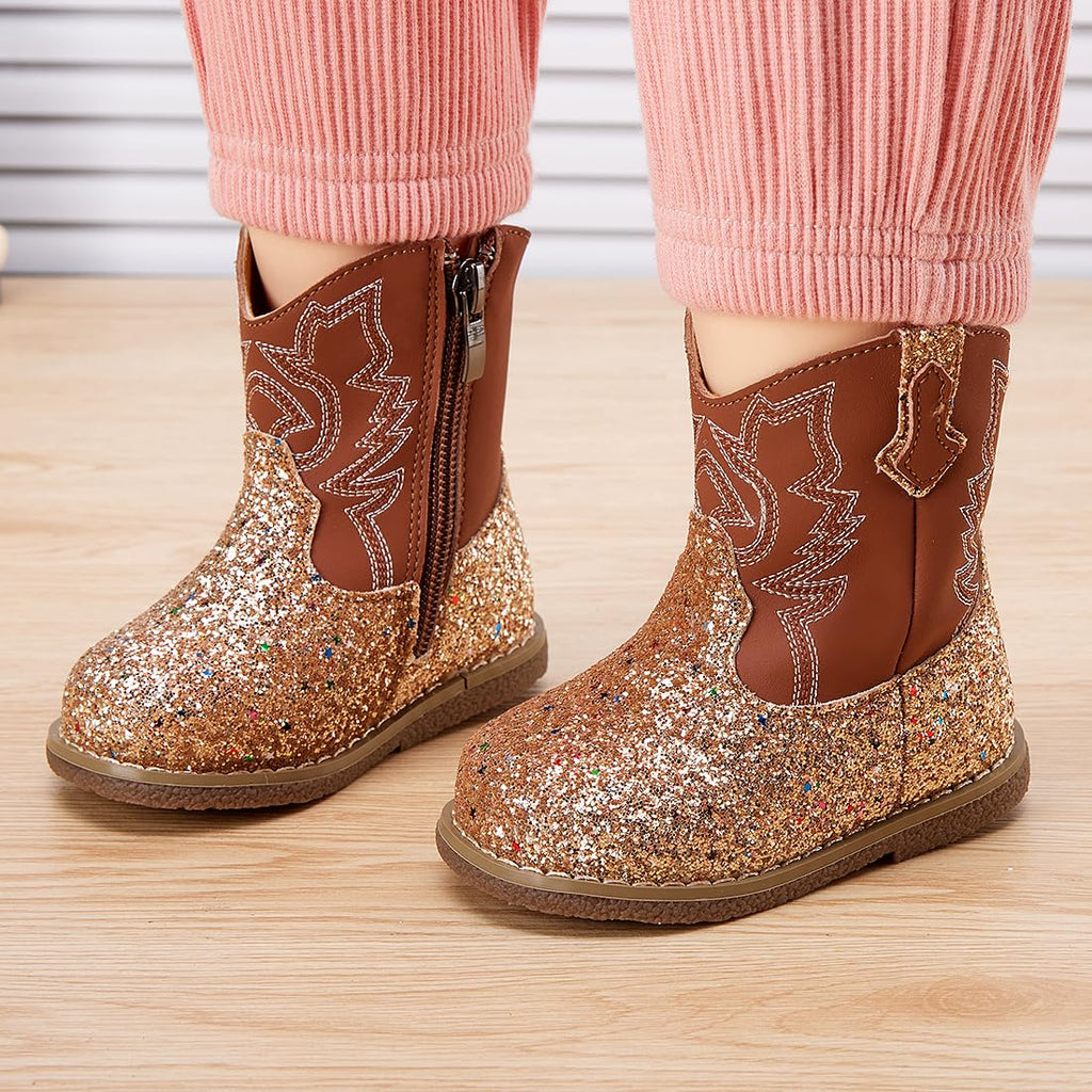 BMCiTYBM Baby Cowboy Boots Infant Cowgirl Western Shoes Brown 18-24 Months