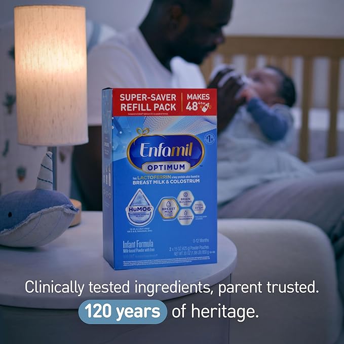 Enfamil Optimum (Enspire), Our Closest Formula to Breast Milk, Immune-Supporting Lactoferrin and Brain-Supporting DHA Baby Formula, Powder 30 Oz Refill
