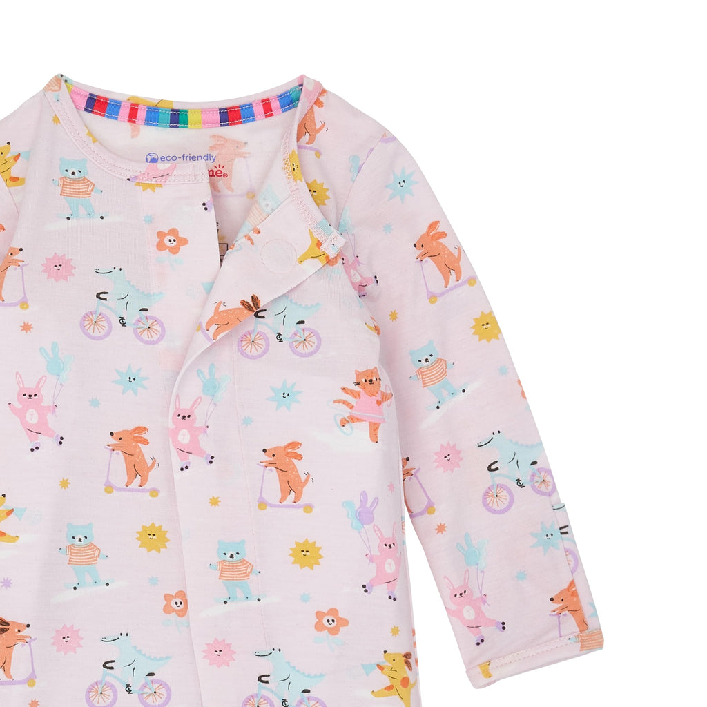 Magnetic Me Girls Modal Magnetic Baby Footie Pajamas | Silky Soft Modal Fabric | Animal Pals | 3-6 Months