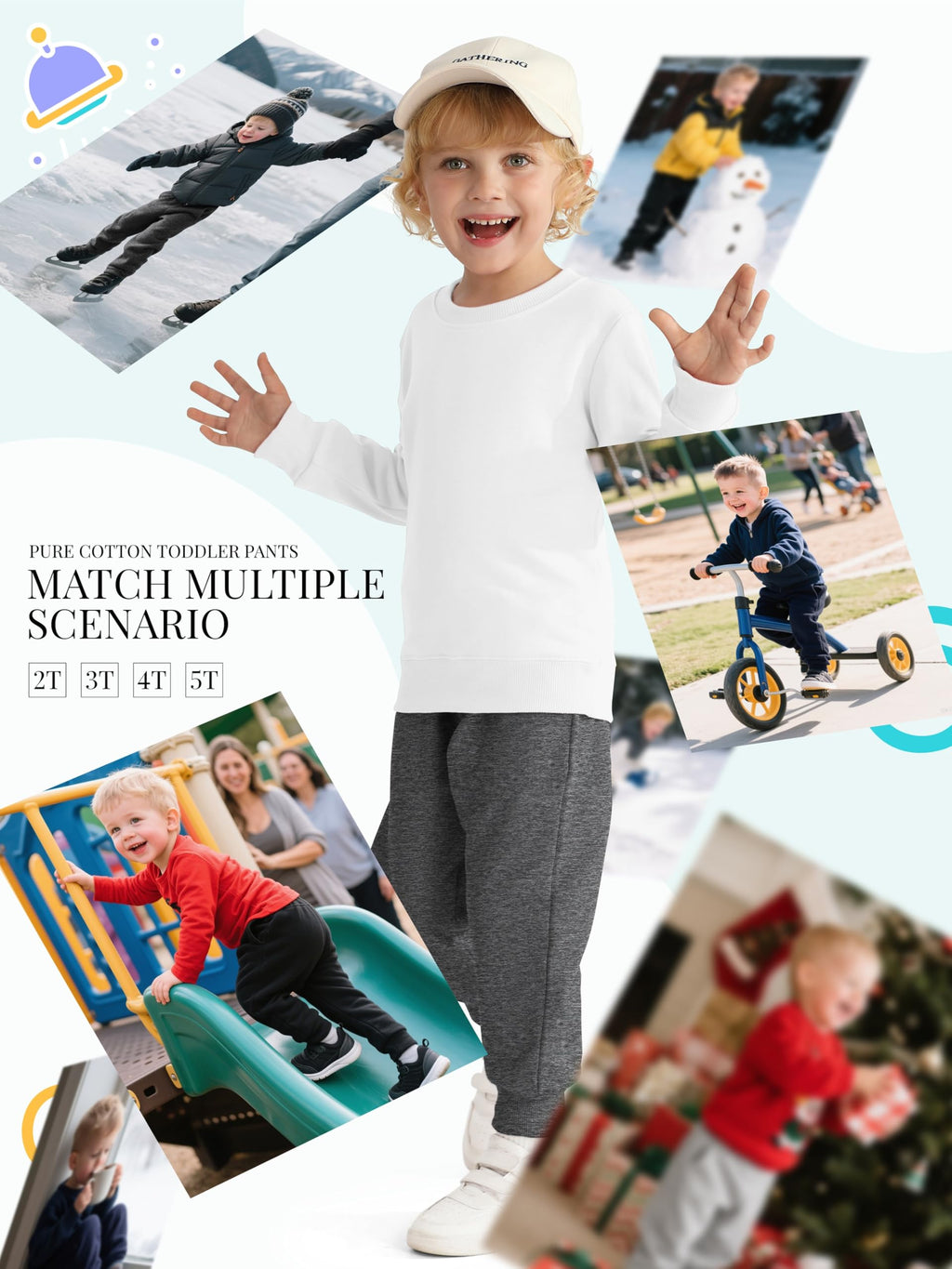 HXP 4 Pack Toddler Boys Sweatpants Cotton Toddler Pants Boys Kids Joggers
