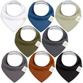 8-Pack Organic Baby Bandana Bibs for Boys, Girls - Super Absorbent Triangle Baby Bibs for Drooling and Teething Infant, 100% Cotton Extra Soft for Newborn, Infant 0-36 Months (Basics)