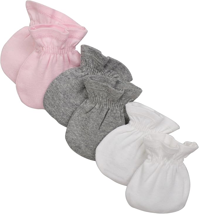 Burt's Bees Baby Unisex Baby Mittens, 100% Organic Cotton, One Size 3-Pack Solid Color Infant Scratch Protection Mitts