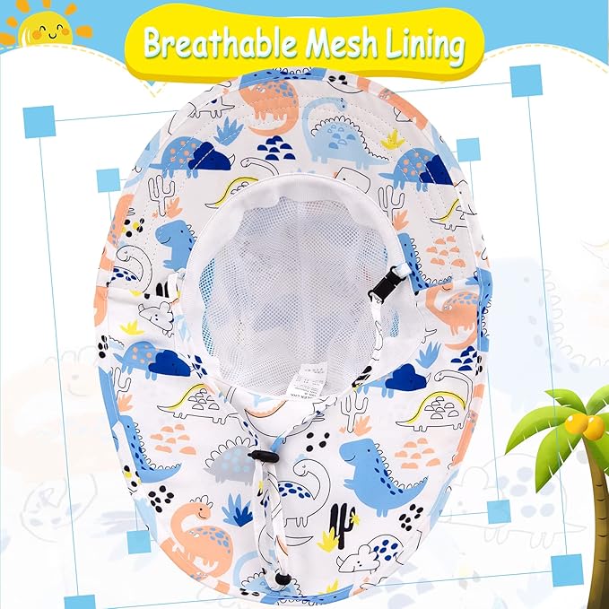 XIAOHAWANG Girls Sun Hat Baby Beach Hats Boys UPF 50+ Kids Summer Protection Cap Toddler Breathable Caps Wide Brim Neck Flap