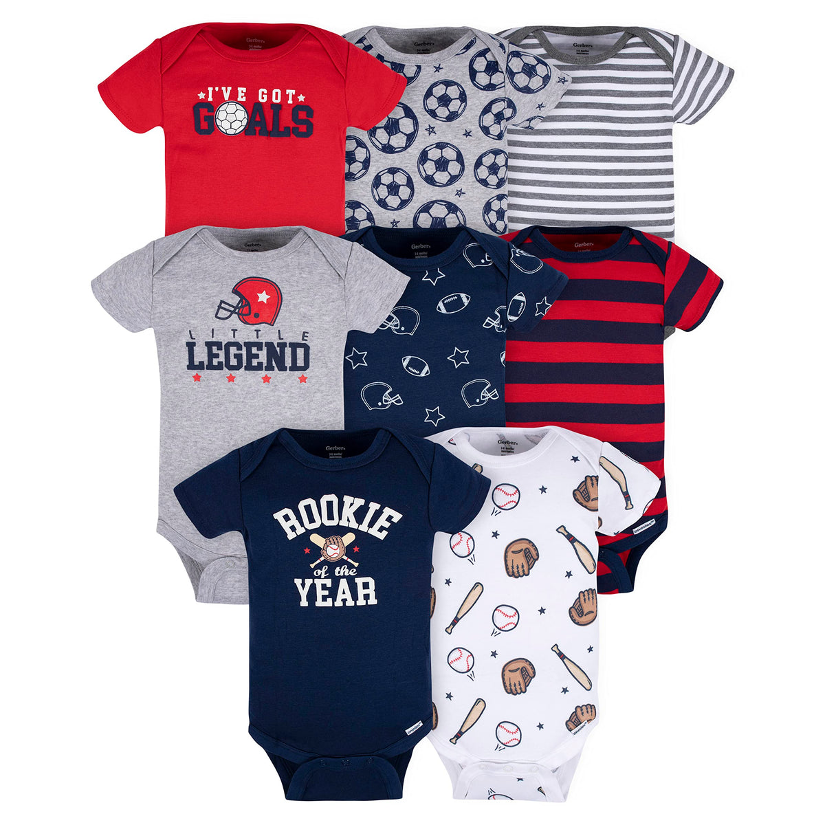 Gerber Baby Boys 8-pack Short Sleeve Onesies Bodysuits And Toddler T-Shirt Set, Bear, 3-6 Months US