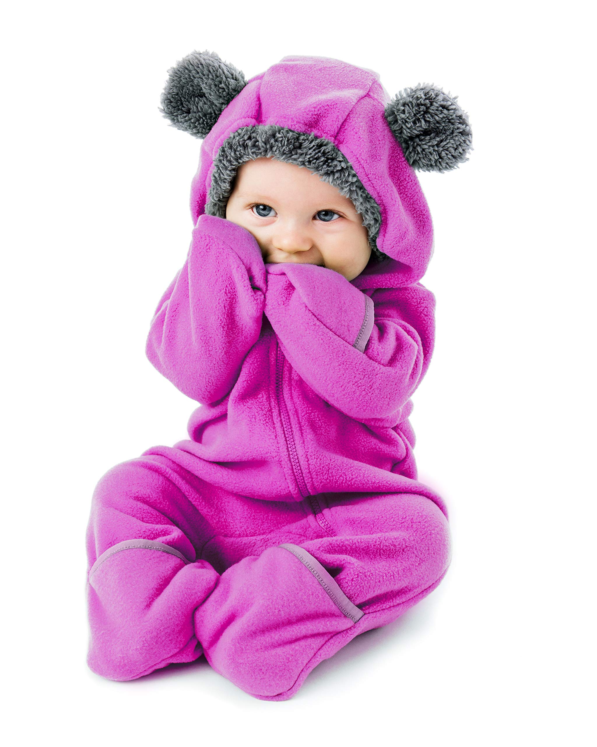 Cuddle Club Fleece Baby Bunting Bodysuit – Infant One Piece Kids Hooded Romper Outerwear Toddler Jacket