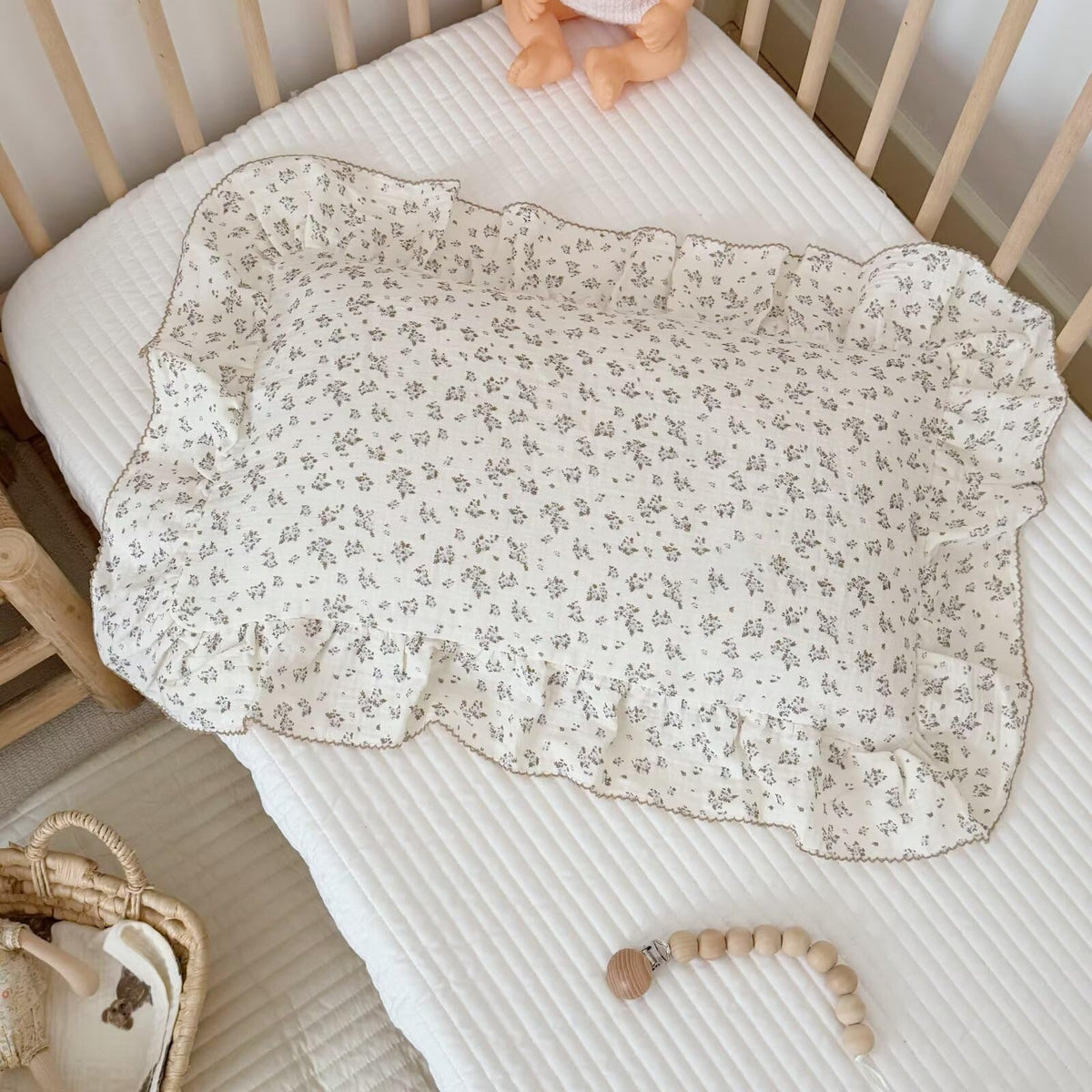 BuLuTu Muslin Toddler Pillowcase for Girls Boys, Sheep Pattern, 14"x20"