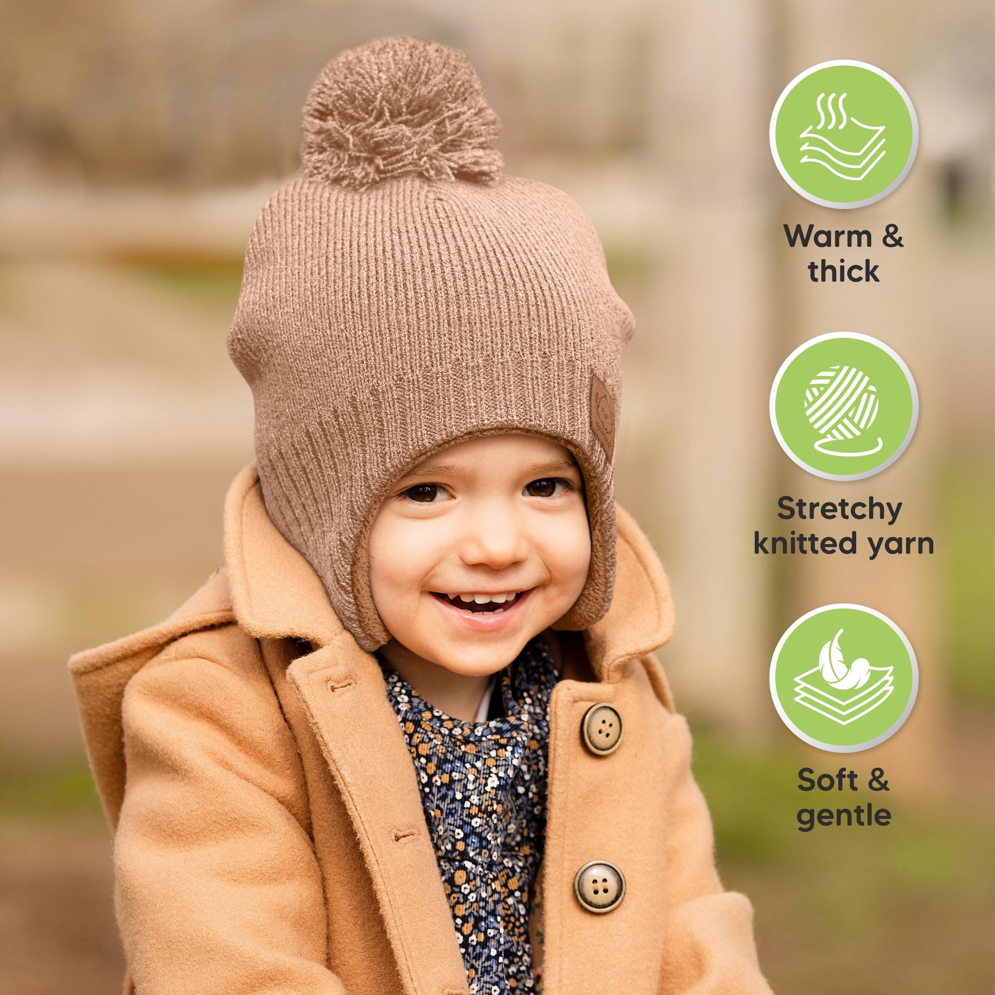 KeaBabies Baby Beanies, Winter Baby Hats for Boys, Girls (Dune, 6-36M)