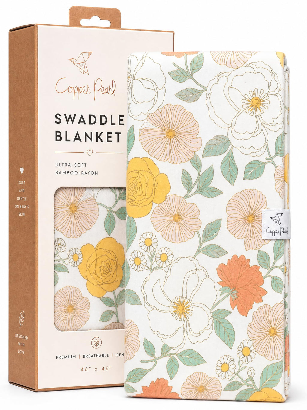Copper Pearl Swaddle Blankets for Newborns | Soft Stretchy Receiving Blankets for Boys and Girls | Large 46 x 46 Inch Baby Blankets | Lightweight and Breathable Swaddles | Rose