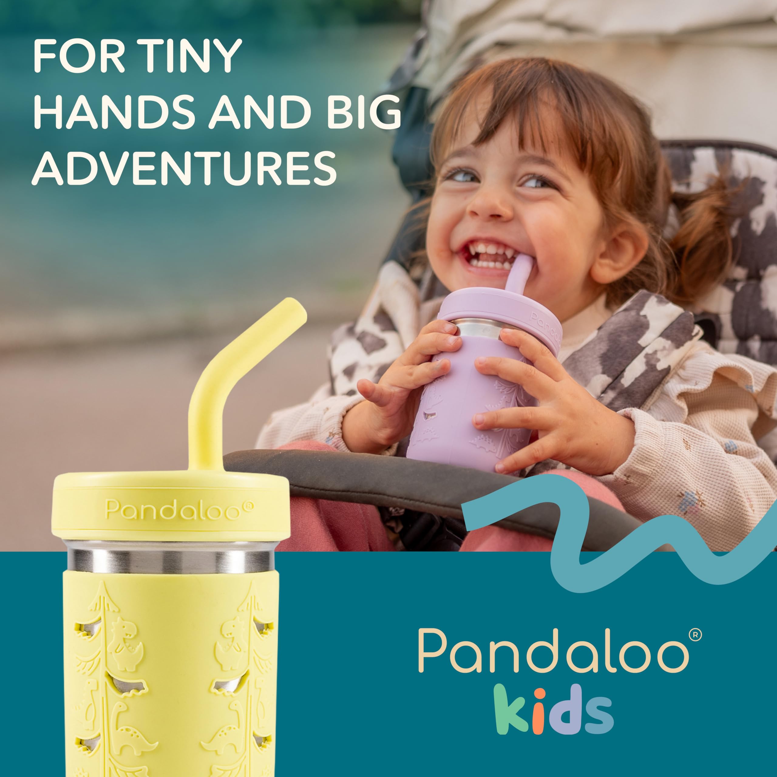 Pandaloo® Smoothie Cups for Kids - Stainless Steel Toddler Tumbler with Straw, Sippy Cup for Smoothies - BPA-Free, Toddler Snack Cups, 10 oz