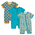 OPAWO Baby Girl Pajamas 3 Pack, 2 Way Zipper Sleepers Baby Girl Girl Romper, Toddler Summer Clothes Outfits 0-24M(Flower/Leaf/Lake Blue,12-18 Months)