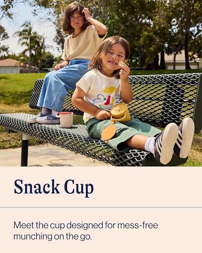 Lalo Snack Cup - Mess-Free Silicone Snack Cups for Toddlers & Babies with Detachable Lid, BPA-Free Baby Snack Containers, Fits Most Stroller & Car Seat Cup Holders, Dishwasher Safe, Sage