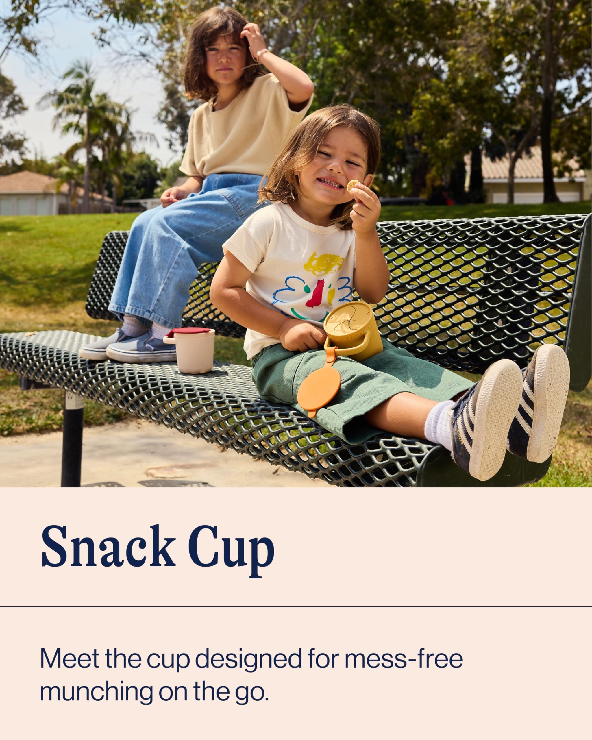 Lalo Snack Cup - Mess-Free Silicone Snack Cups for Toddlers & Babies with Detachable Lid, BPA-Free Baby Snack Containers, Fits Most Stroller & Car Seat Cup Holders, Dishwasher Safe, Sage