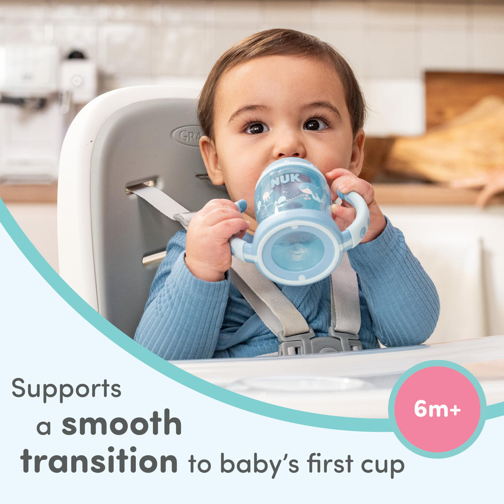 NUK Learner Cup, 6+ Months, Fun Fruits and Animals, Amazon Exclusive Collection, 5 Oz, Pack of 2 – BPA Free, Soft Spout, Spill Proof Sippy Cup