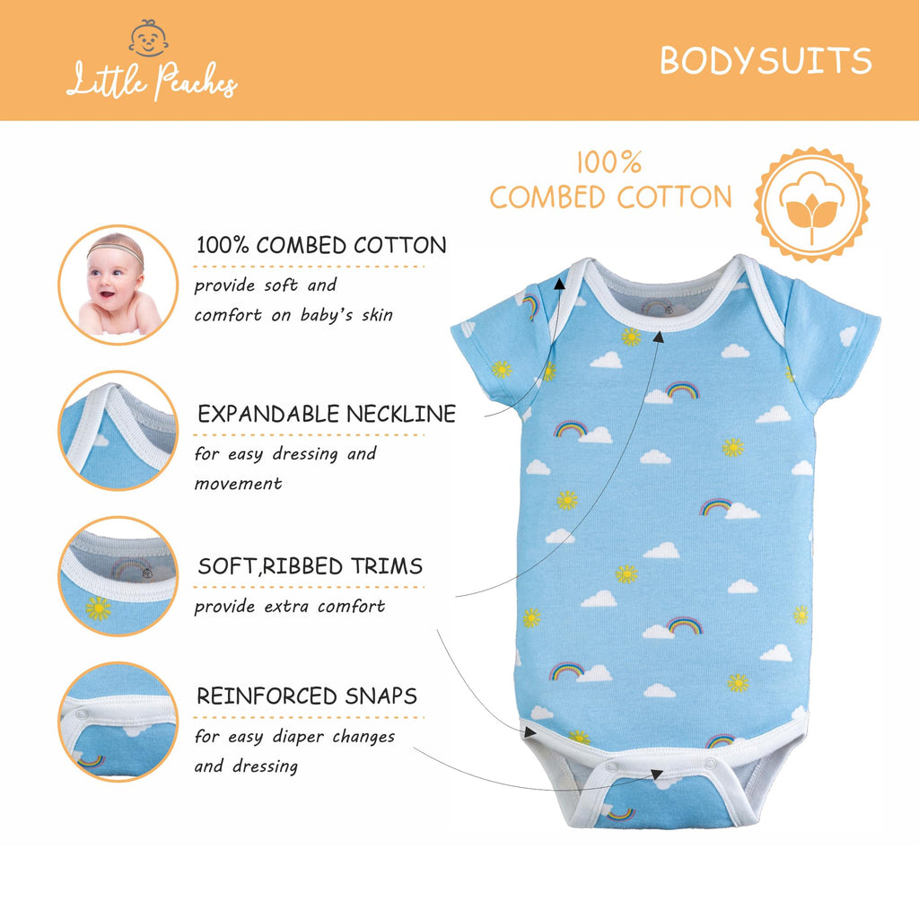 Little Peaches Baby Girl Clothes - 10 Piece Baby Girl Newborn Essentials, 100% Cotton Baby Layette Set, Newborn Girl Clothes- Baby Girl Clothes 0-3 Months - Rain & Shine