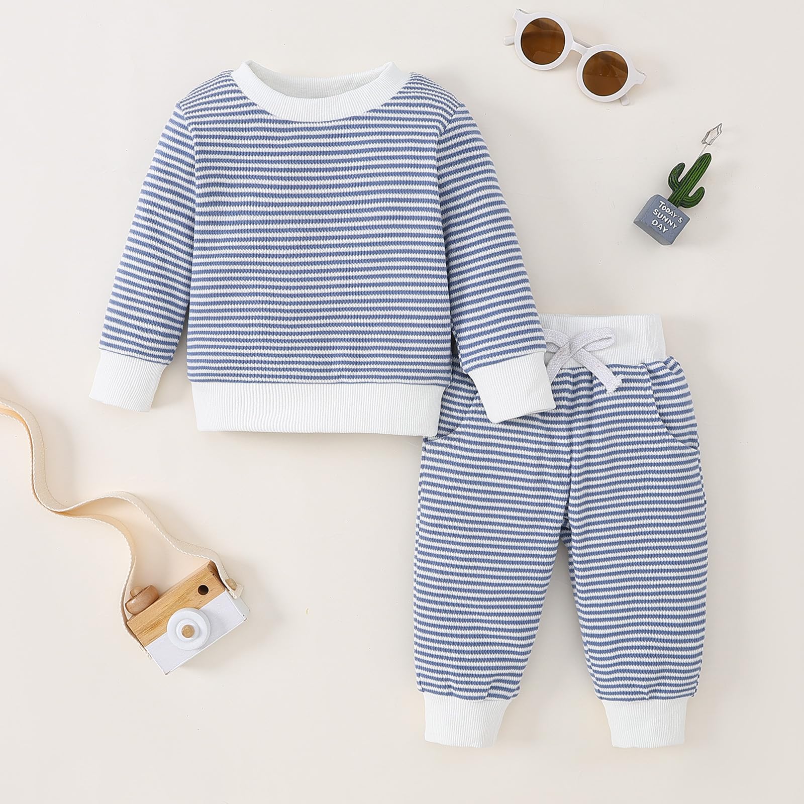 Twosya Toddler Baby Boy Fall Winter Clothes Crewneck Long Sleeve Sweatshirt Pullover Tops + Casual Pants Outfit Set