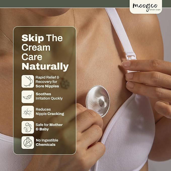 The Original Silver Nursing Cups - 999k Silver Cups - Nipple Shields for Nursing Newborn - Newborn Essentials Must Haves - Nipple Covers Breastfeeding - 999 Silver