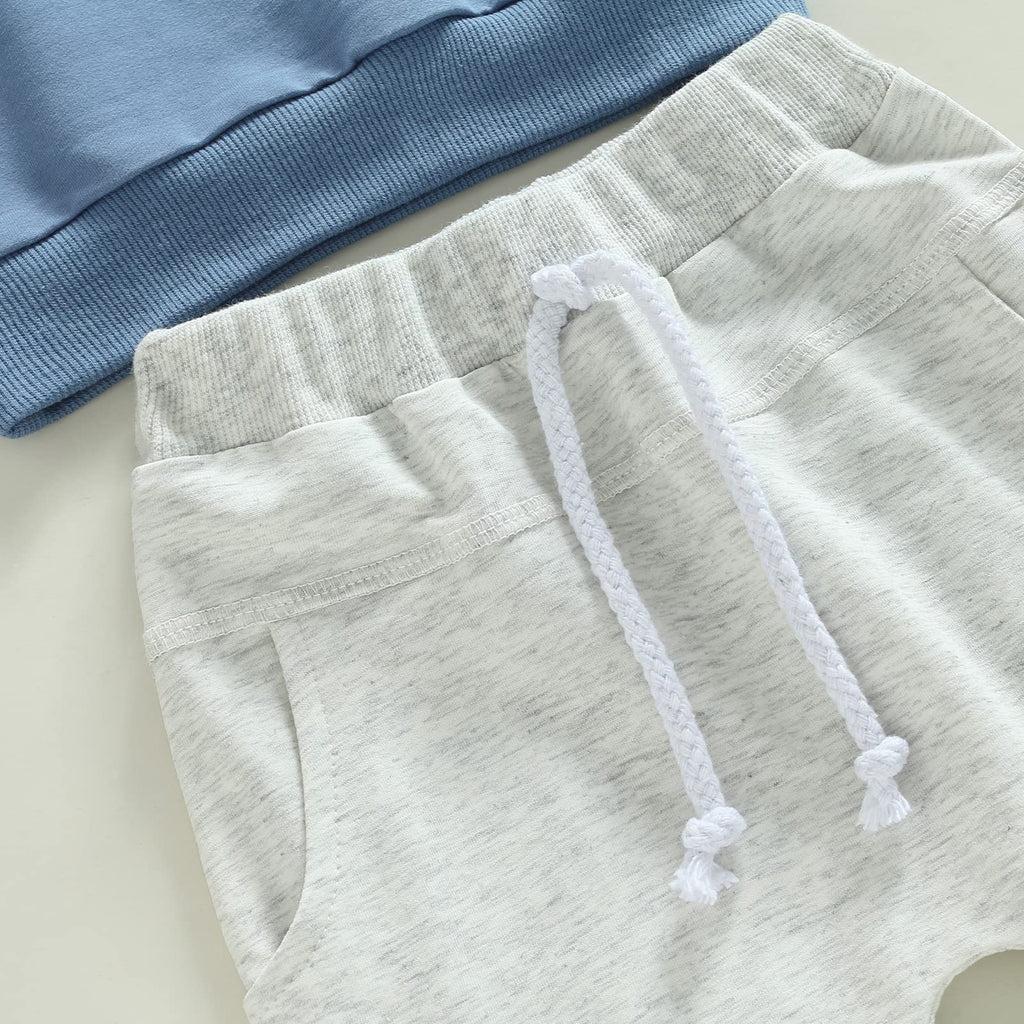 MA&BABY Toddler Baby Boy Clothes Solid Color Sweatshirt Jogger Pants Set