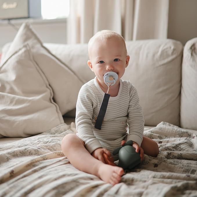 FRIGG Little Viking Natural Rubber Baby Pacifier 2-Pack | Made in Denmark | BPA-Free (Ocean View/Powder Blue, 6-18 Months)