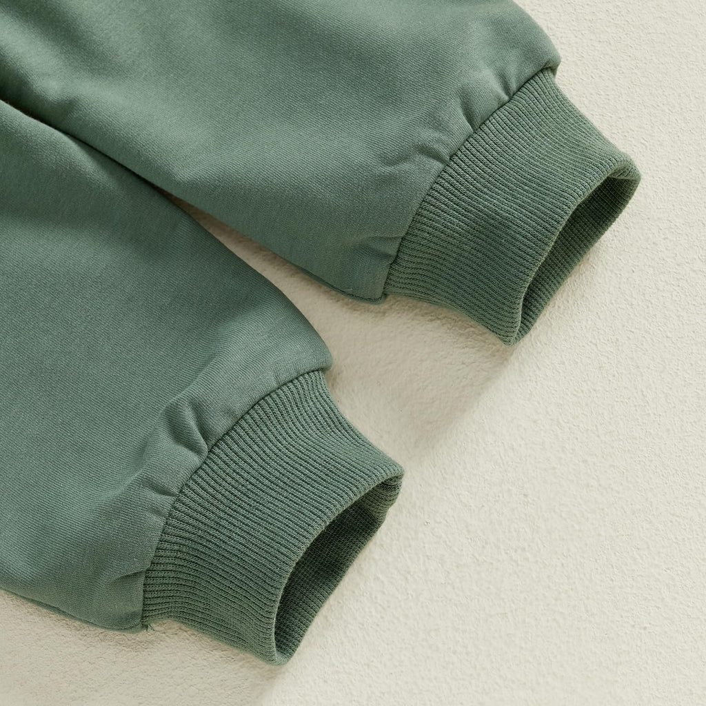 Sejardin Toddler Baby Boy Fall Winter Outfit Long Sleeve Letter Print Sweatshirts and Jogger Pants Infant Boy Clothes (Snacks Green, 3-6 Months)
