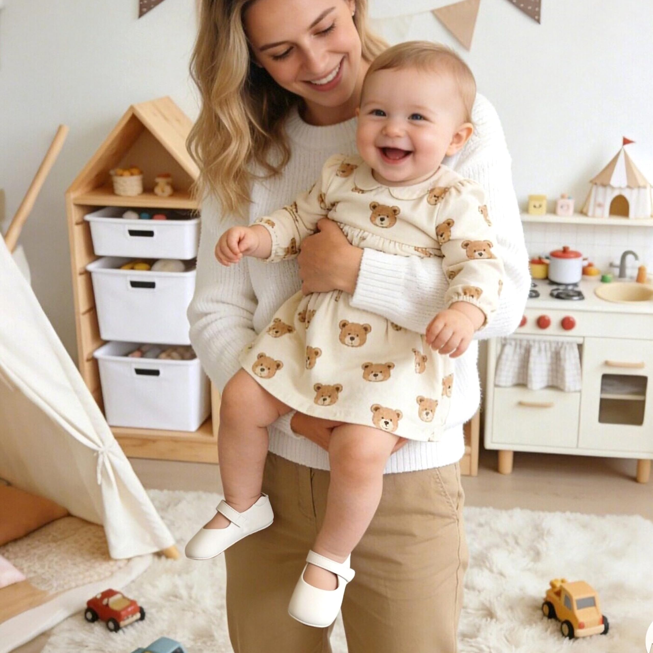Felix & Flora Soft Sole Leather Baby Shoes - Infant Baby Walking Shoes Moccasinss Rubber Sole Crib Shoes(White,2.5-3 Years Toddler)