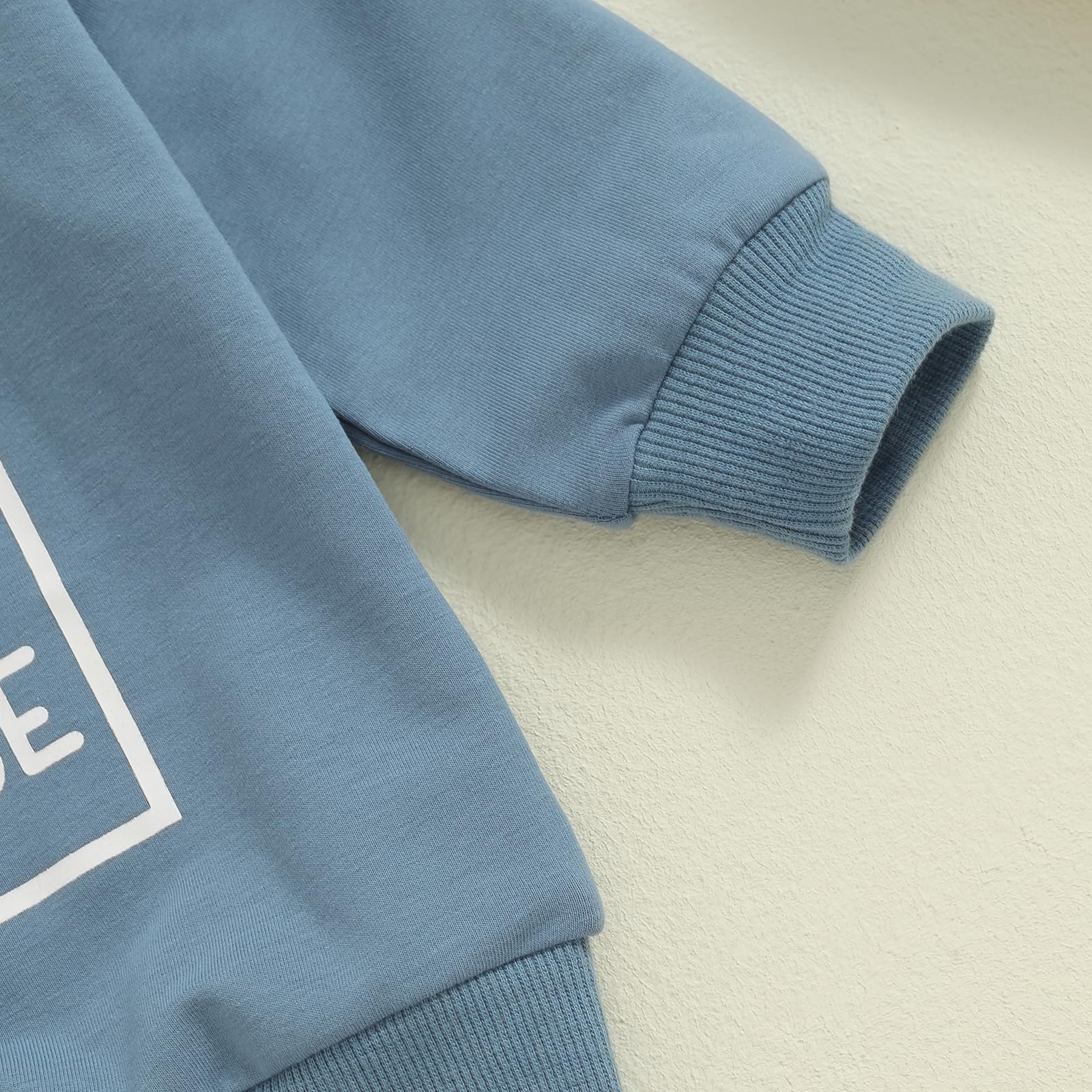 Sejardin Toddler Baby Boy Fall Winter Outfit Long Sleeve Letter Print Sweatshirts and Jogger Pants Infant Boy Clothes (Snacks Blue, 18-24 Months)